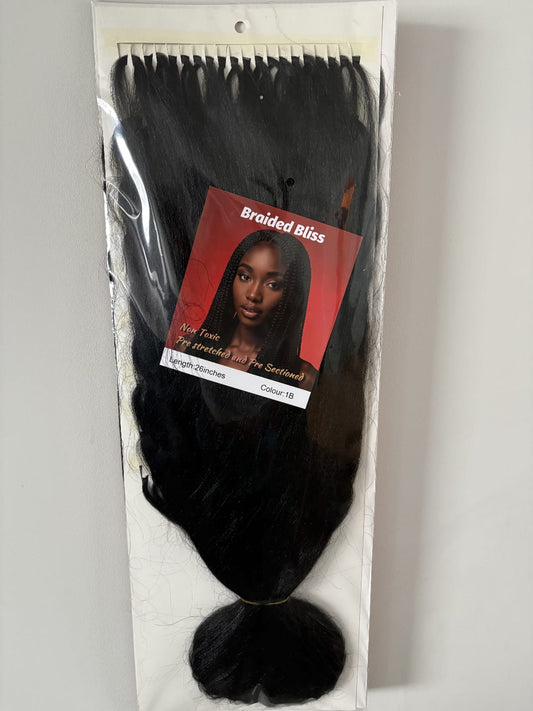 Non Toxic Pre-Stretched And Pre-sectioned Hair 26 inches, color 1B